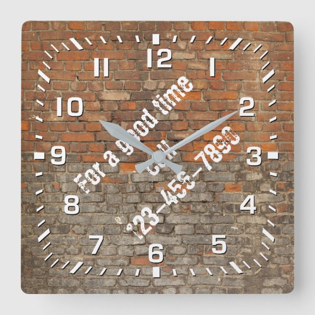 Graffiti Worn Bricks Personalize Square Wall Clock (Front)