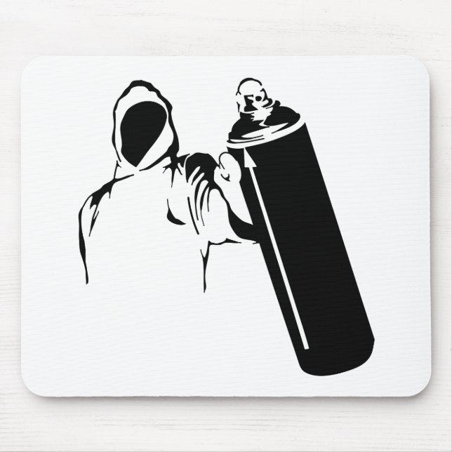 Graffiti writer with spray can stencil mouse pad (Front)