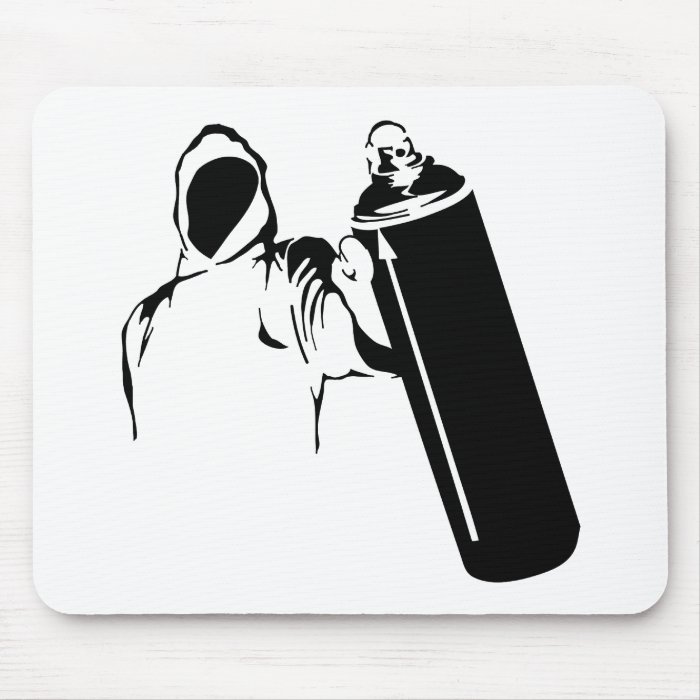 Graffiti writer with spray can stencil mouse pad