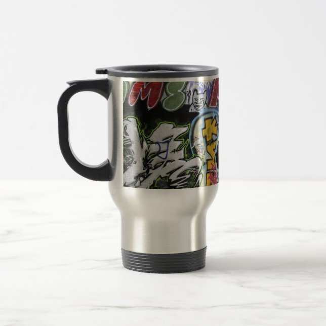 Graffitis design travel mug (Left)