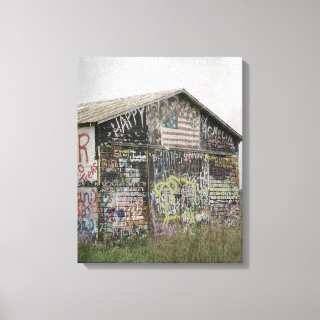 Graffitti Barn in Iowa Canvas Print (Front)