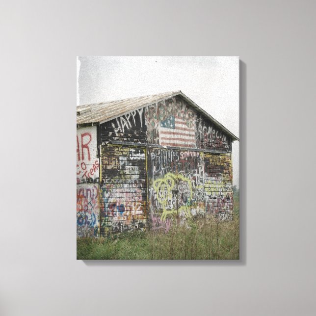 Graffitti Barn in Iowa Canvas Print (Front)
