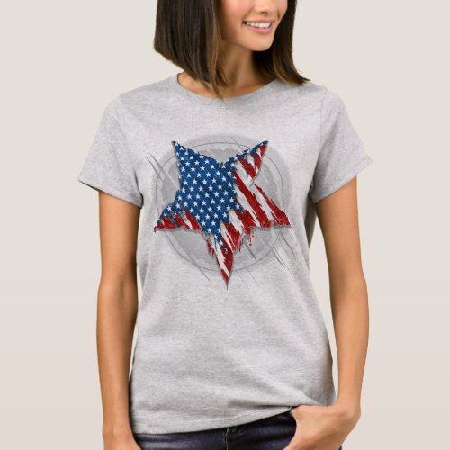 Grafitti American Flag Star T_Shirt