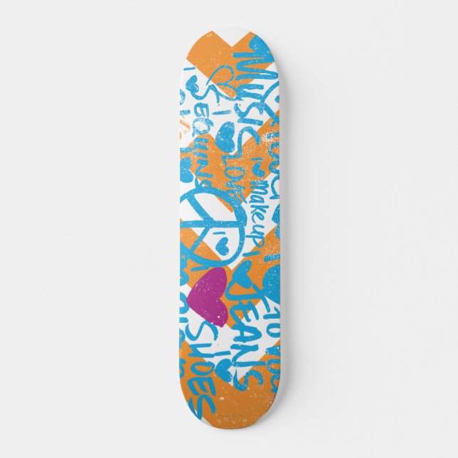 Grafitti Aqua-Purple Skateboard Deck (Front)