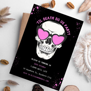Grafitti Black and Pink Skull Party Invitation