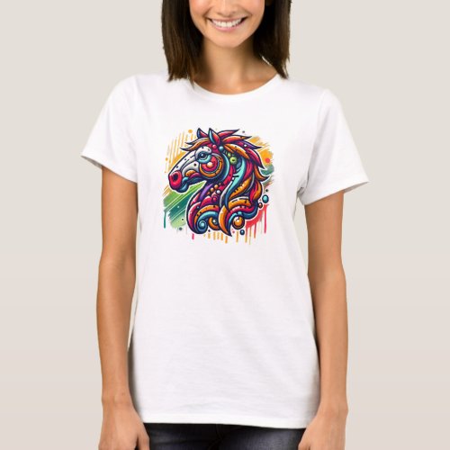 Grafity horse colorful T_Shirt