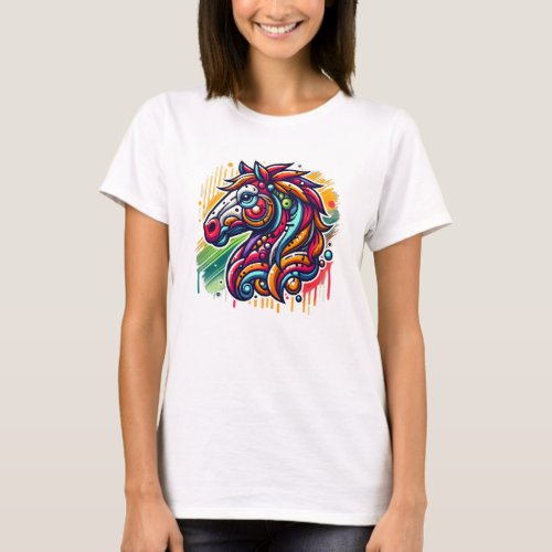 Grafity horse colorful T_Shirt