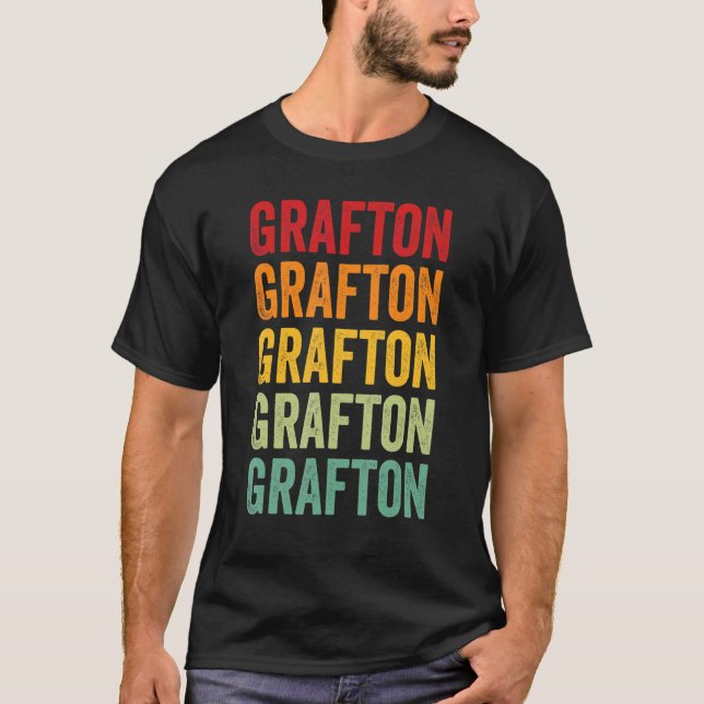 Grafton County New Hampshire Rainbow Text Design T-Shirt (Front)