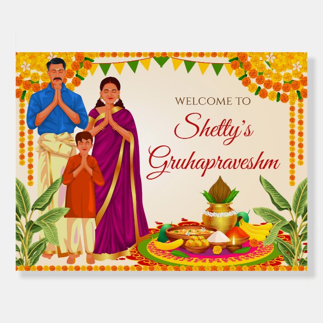 Grah Shanti welcome as Indian Housewarming sign (Front)