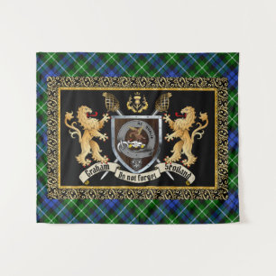 Graham Clan Badge & Motto w/Lions Tapestry