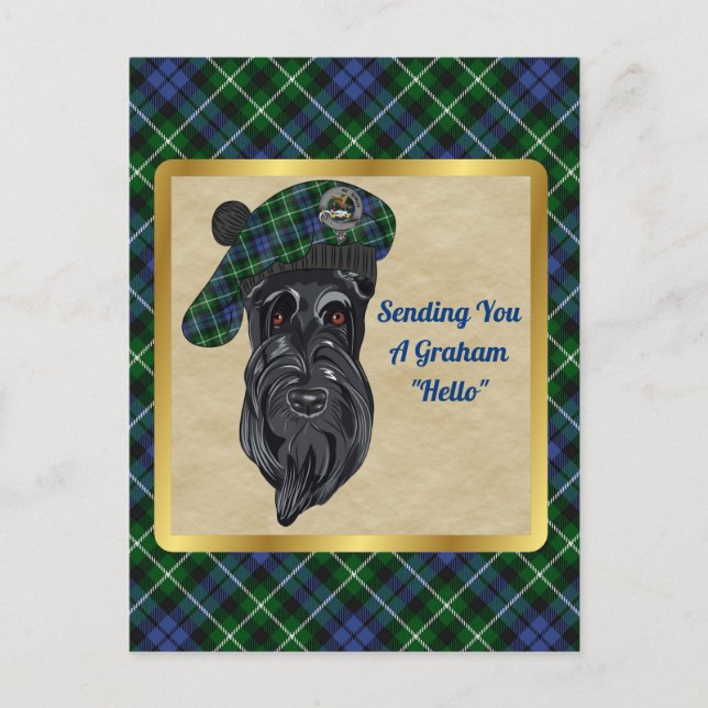 Graham Clan Badge & Tartan Postcard (Front)