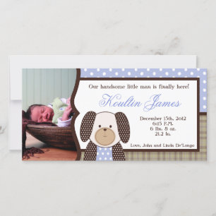Graham Crackers Boy Blue Photo Birth Announcement