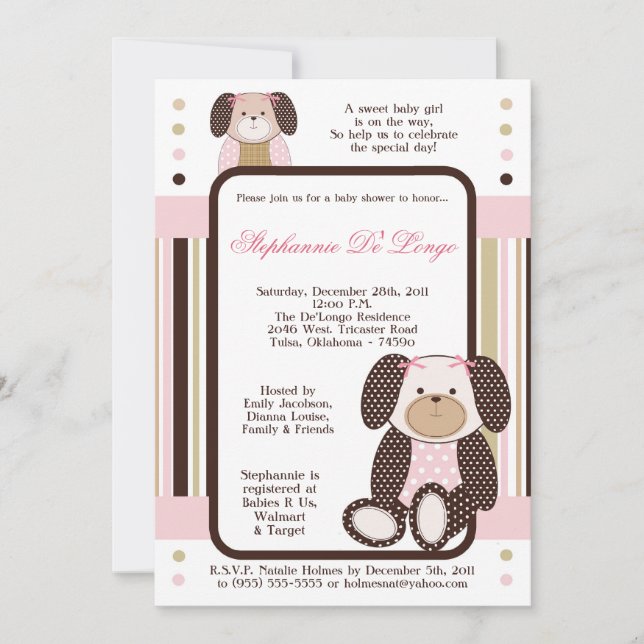 Graham Crackers Girl Pink Baby Shower Invitation (Front)