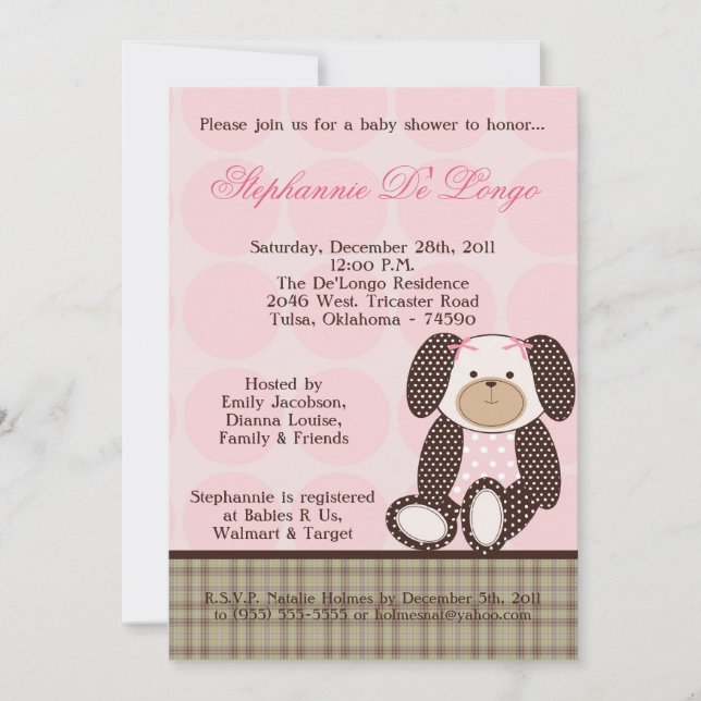 Graham Crackers Girl Pink Baby Shower Invitation (Front)
