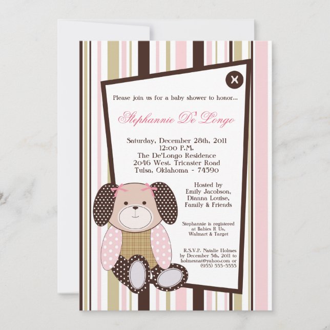 Graham Crackers Girl Pink Baby Shower Invitation (Front)