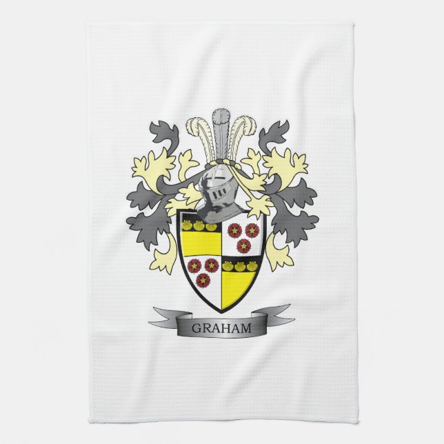 Graham Family Crest Coat of Arms Kitchen Towel (Vertical)