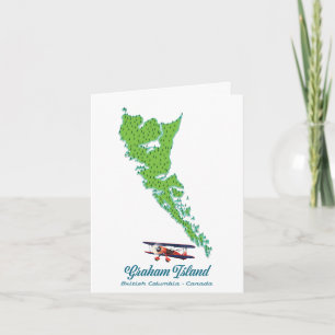 Graham Island British Columbia Travel map Note Card