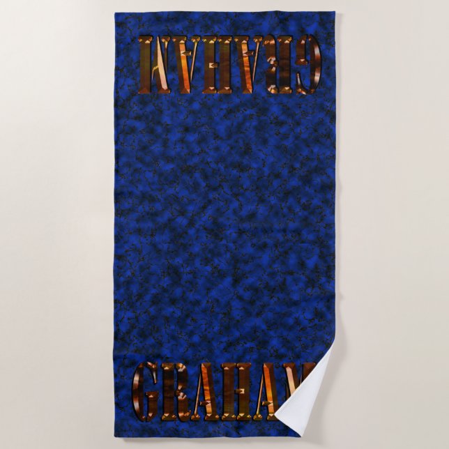 Graham Name Logo On Blue, Beach Towel (Front)