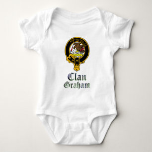 Graham scottish crest and tartan clan name baby bodysuit