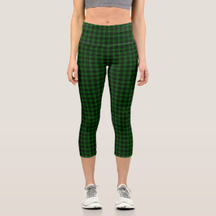 Graham tartan green black plaid capri leggings