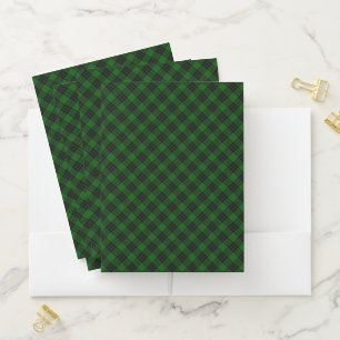 Graham tartan green black plaid pocket folder