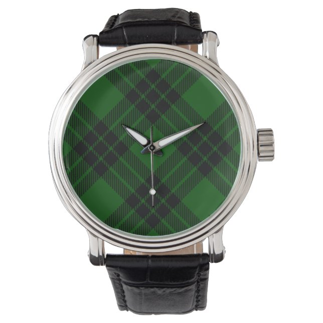 Graham tartan green black plaid watch (Front)