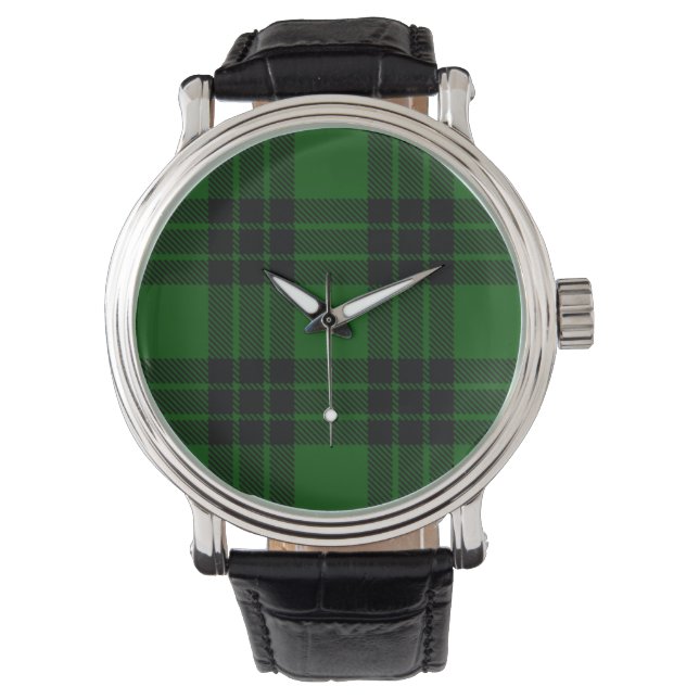 Graham tartan green black plaid watch (Front)