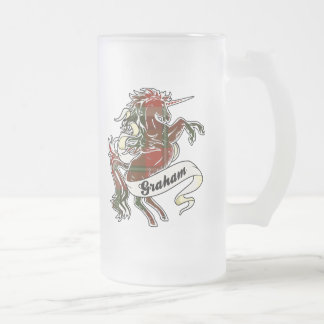 Graham Tartan Unicorn Frosted Glass Beer Mug