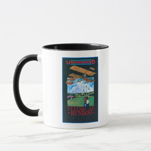 Grahame_White And Plane over Aerodrome Poster Mug