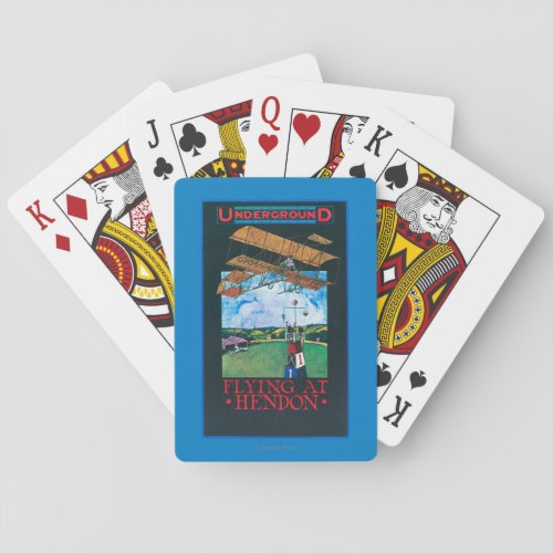 Grahame_White And Plane over Aerodrome Poster Poker Cards