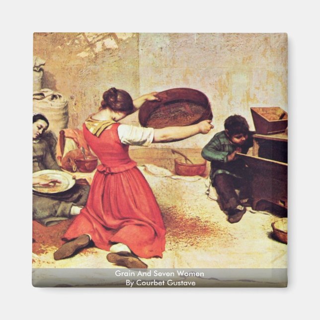 Grain And Seven Women By Courbet Gustave Magnet (Front)
