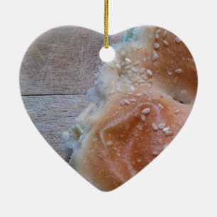 Grain Bread on Wooden Shelf, Healthy Food, Rolls Ceramic Ornament