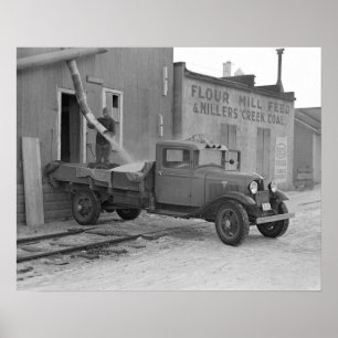 Grain Delivery Truck, 1936. Vintage Photo Poster