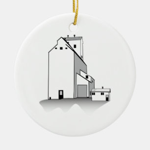 Grain Elevator Ceramic Ornament