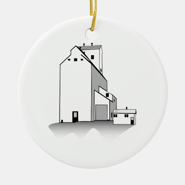 Grain Elevator Ceramic Ornament (Front)