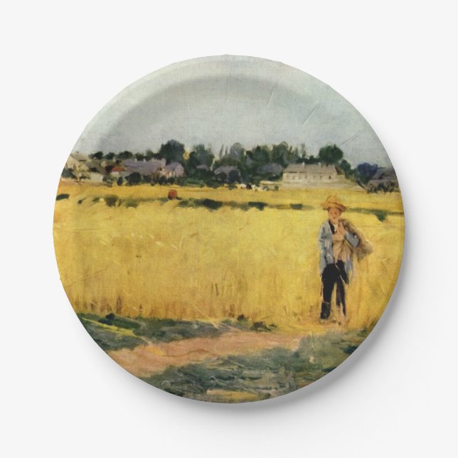 Grain Field (by Berthe Morisot) Paper Plates (Front)