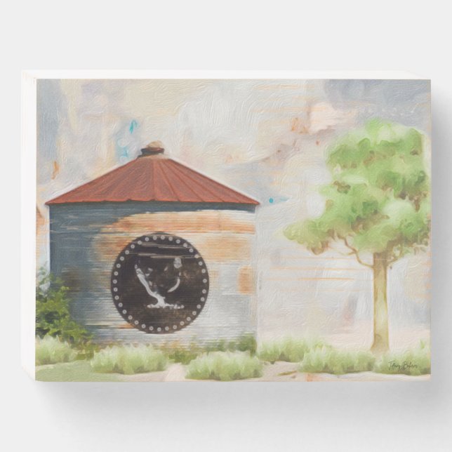 Grain Silo by Tiffany Bohrer Wooden Box Sign (Front Horizontal)