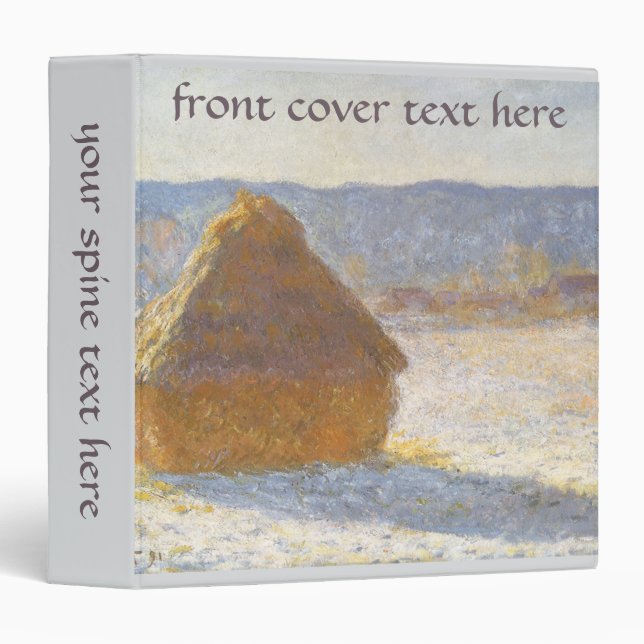 Grainstack in Morning, Snow Effect by Claude Monet 3 Ring Binder (Front/Spine)