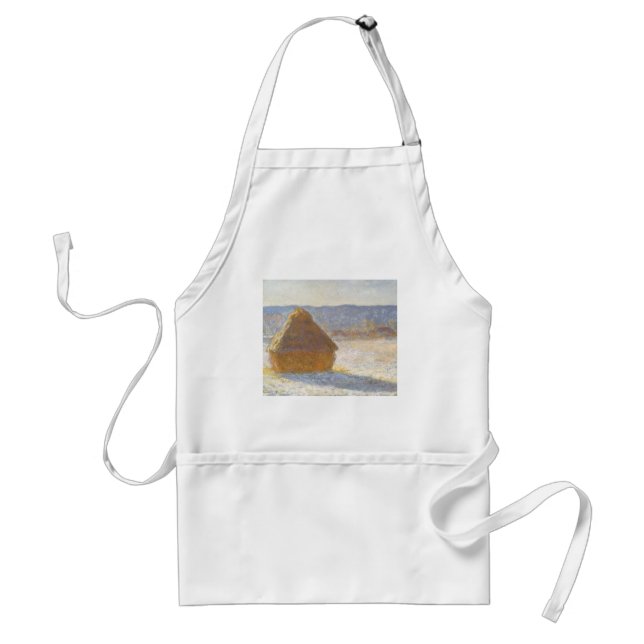 Grainstack in Morning, Snow Effect by Claude Monet Adult Apron (Front)
