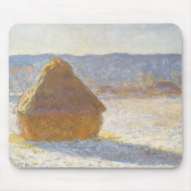 Grainstack in Morning, Snow Effect by Claude Monet Mouse Pad (Front)