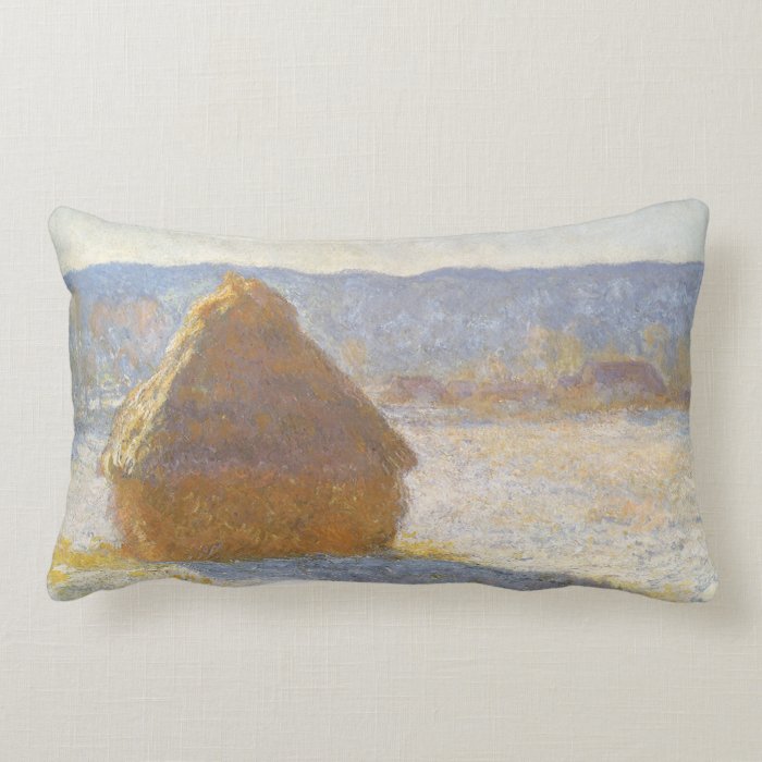 Grainstack in Morning, Snow Effect by Claude Monet Pillow