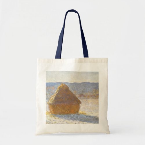 Grainstack in Morning Snow Effect by Claude Monet Tote Bag
