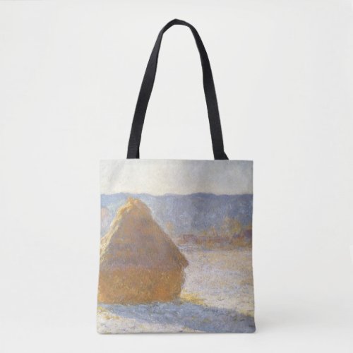 Grainstack in Morning Snow Effect by Claude Monet Tote Bag