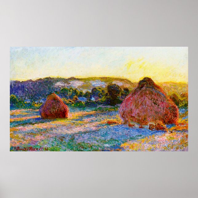 Grainstacks at the End Of Summer, Evening Effect Poster (Front)