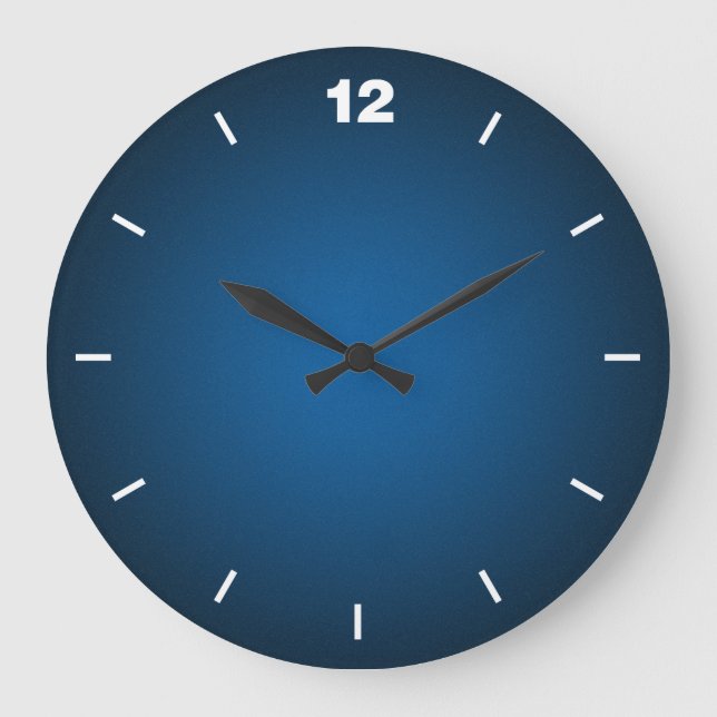 Grainy Blue-Black Vignette Large Clock (Front)