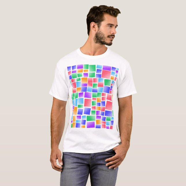 Grainy Colorful Rectangle Patterns T-Shirt (Front Full)
