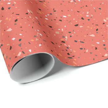 Grainy Red Terrazzo Texture Seamless Pattern Wrapping Paper by Pick_Up_Me at Zazzle