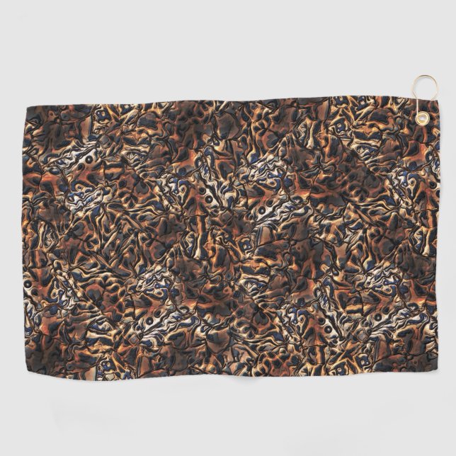 Grainy texture satin brown embossed and grayish    golf towel (Horizontal)