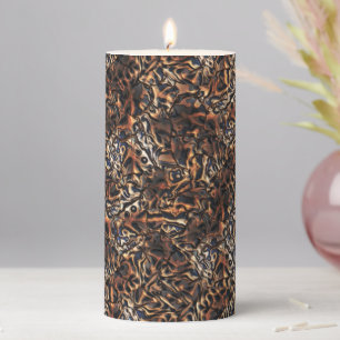 Grainy texture satin brown embossed and grayish    pillar candle
