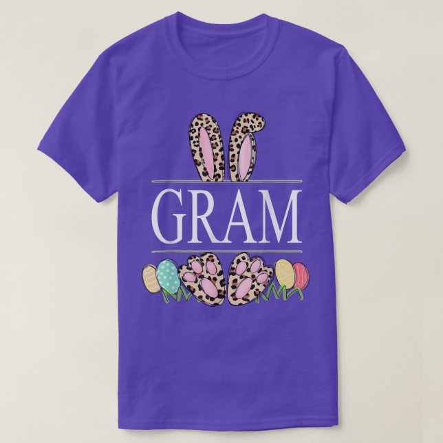 gram Bunny Leopard Grandma Easter Day Rabbit Eggs  T-Shirt (Design Front)